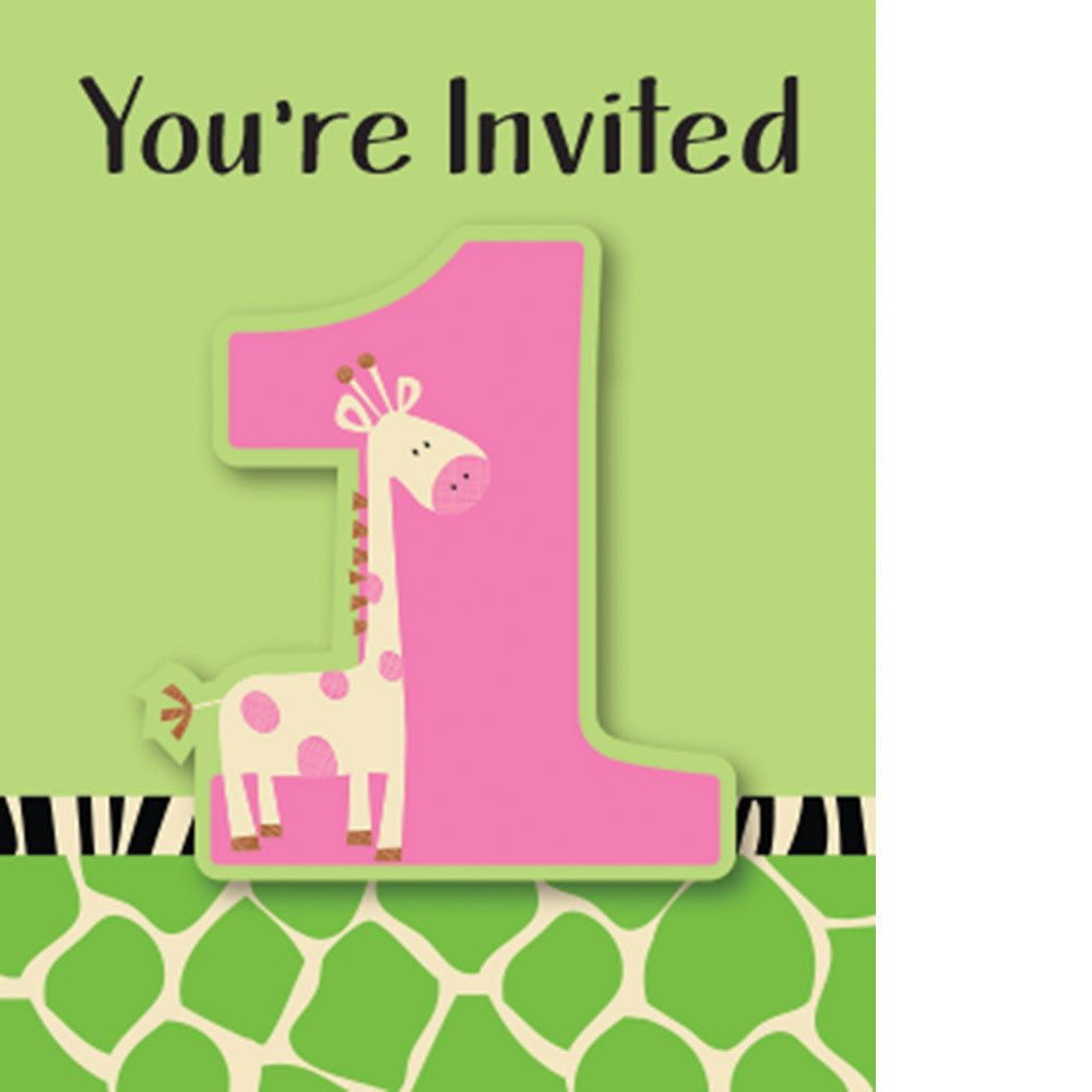 Wild At One Giraffe Invitations