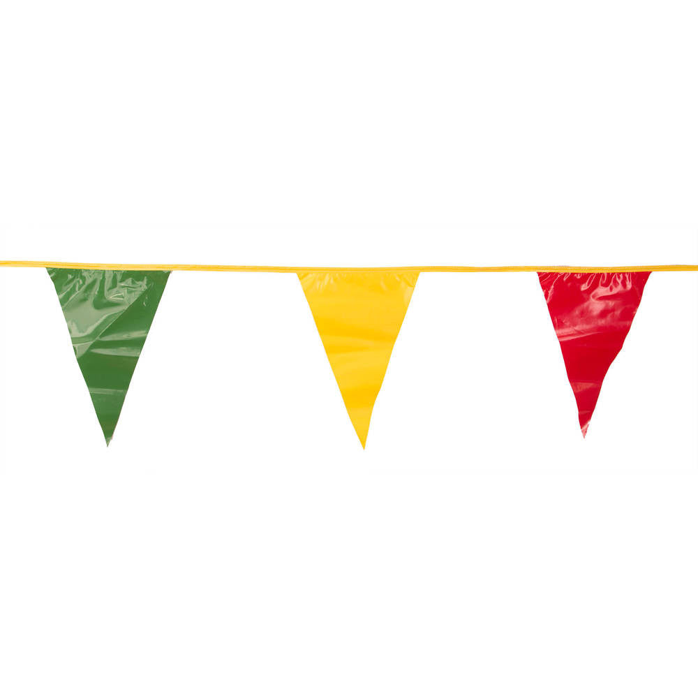 Green , Red and Yellow Triangle Pennant Flag 100 Ft.