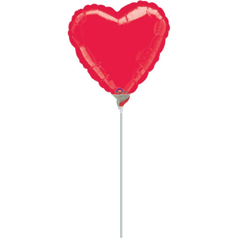 4" Metallic Red Heart Micro Foil Balloon (1 ct)