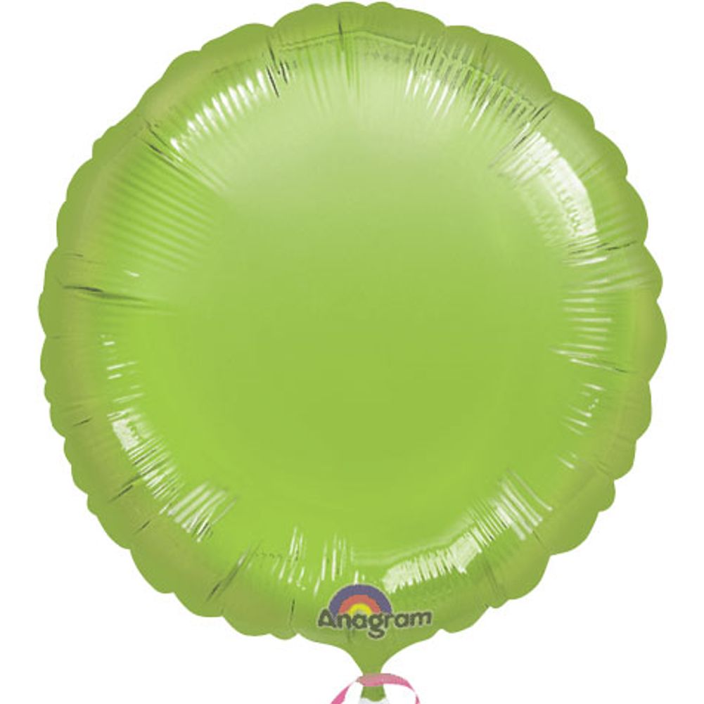 18" Metallic Lime Green Round Anagram Balloon (1 ct)