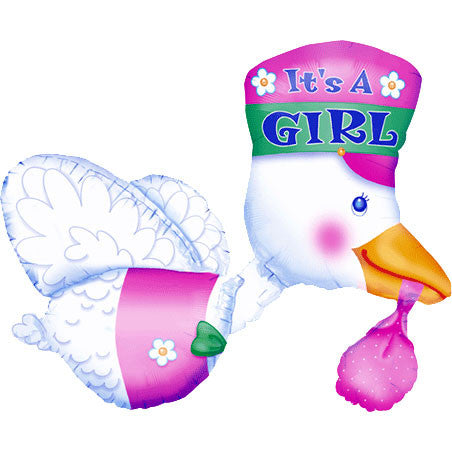 It's A Girl Stork Foil Balloon
