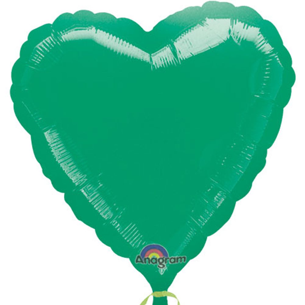 18" Metallic Green Heart Balloon (1 ct)