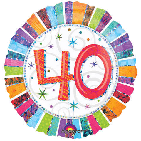 18" Radiant Birthday 40 Prismatic