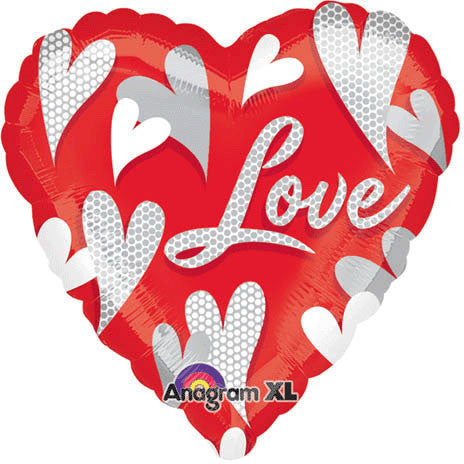 18" Swirl Hearts Love Foil Balloon