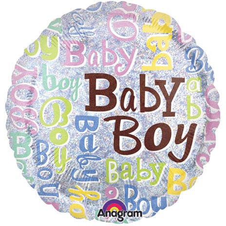 18" Baby Boy Sparkles Holographic