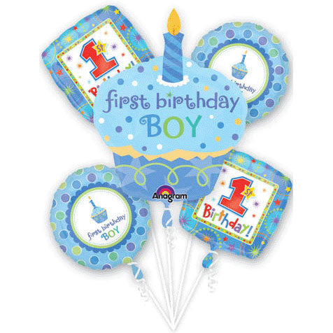 Sweet Little Cupcake Boy Bouquet of Balloons (5pc)