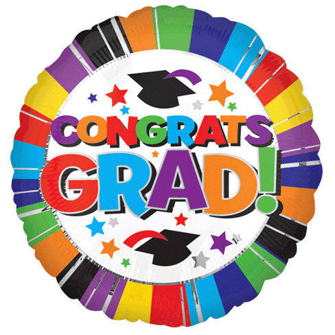18" Congrats Grad Striped Border Vlp