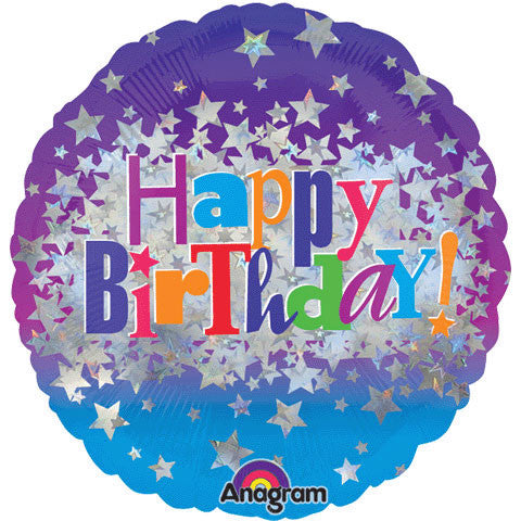 18" Birthday Bright Stars Holographic