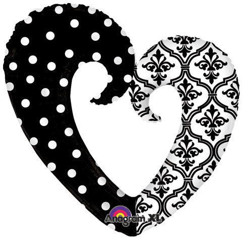 Damask & Dots Heart Super Shape