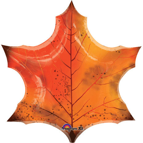 Orange Maple Leaf Super Shape Foil Balloon
