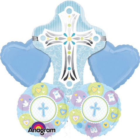 Blue Cross Bouquet of Balloons (5pc)