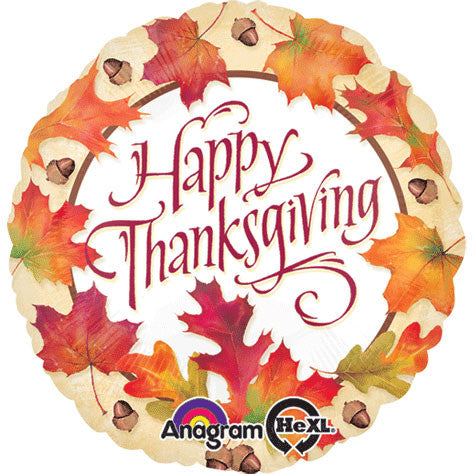 18" Thanksgiving Leaves Foil Balloon