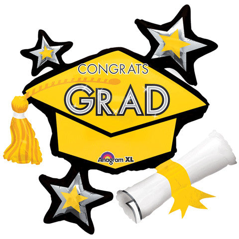 CONGRATS GRAD YELLOW CLUSTER SUPER SHAPE