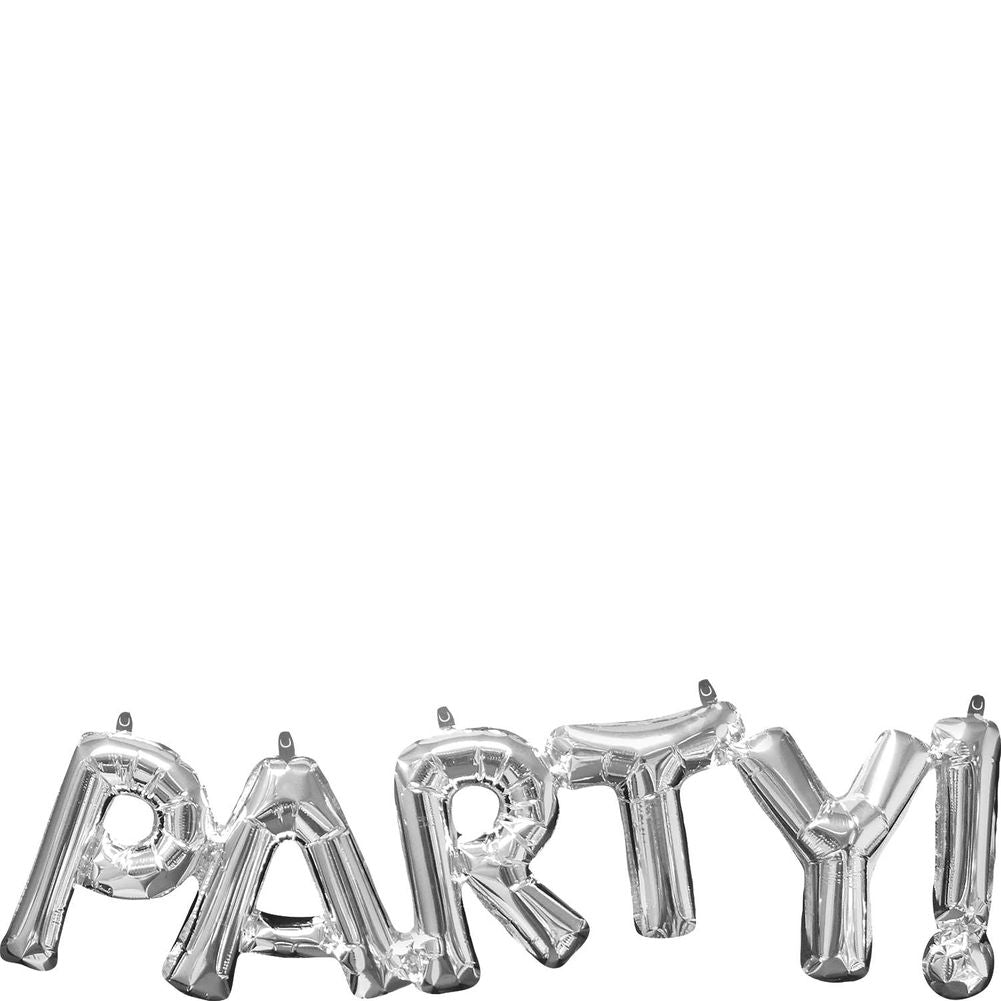 Block Phrase "Party!" Silver Foil Balloon (1ct)