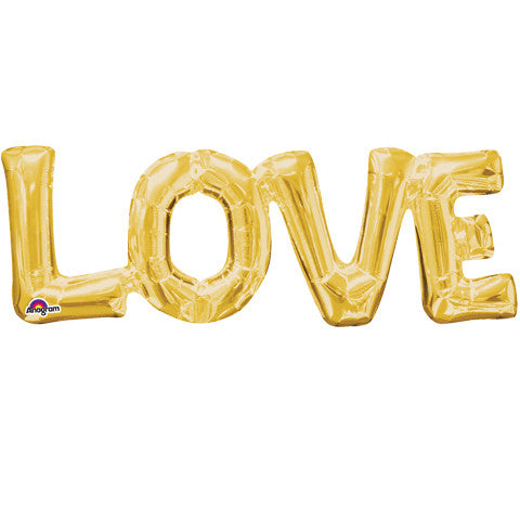 Block Phrase "Love" Gold Foil Balloon (1ct)