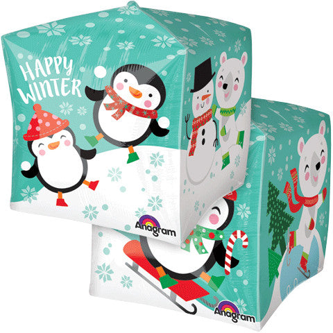 15" PENGUIN & BEAR SCENE CUBEZ