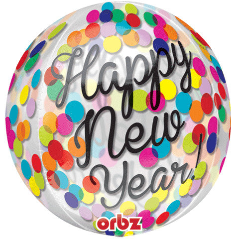 15" Confetti New Year Clear Orbz