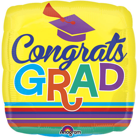 21" CONGRATS GRAD STRIPES COLORBLAST