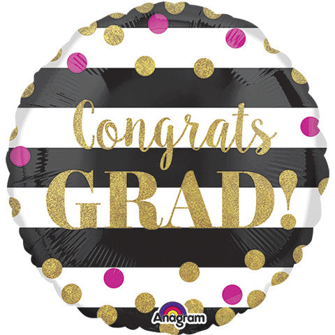 18" Gold Confetti Grad Holographic