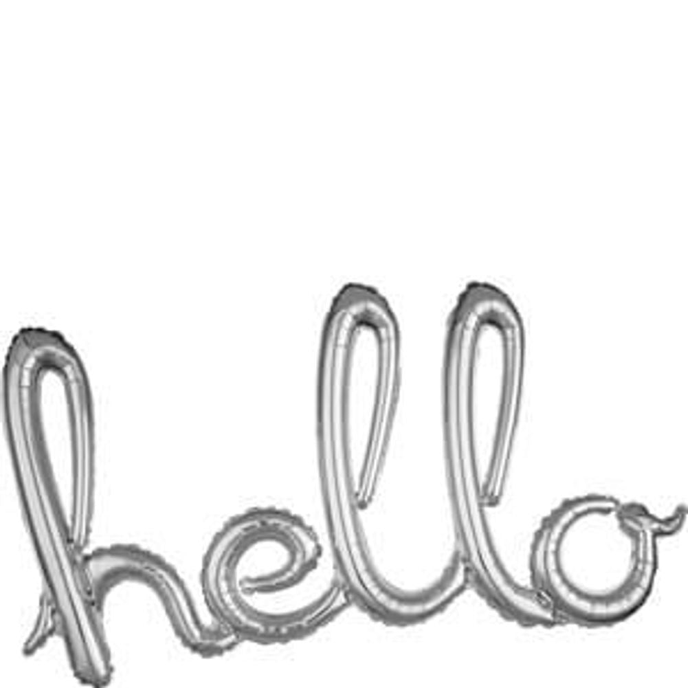 Script Phrase "Hello" Silver Foil Balloon (1ct)