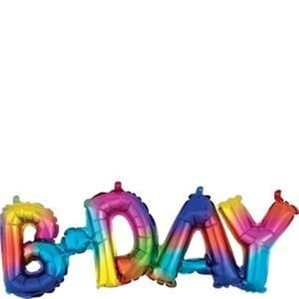 Block Phrase "B-Day" Rainbow Foil Balloon (1ct)