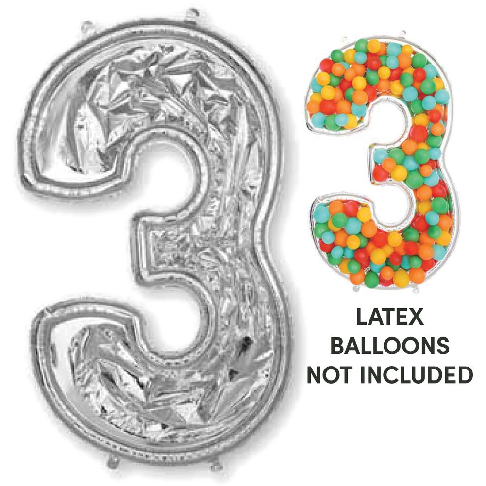 BalloonFormz Number 3 Silver