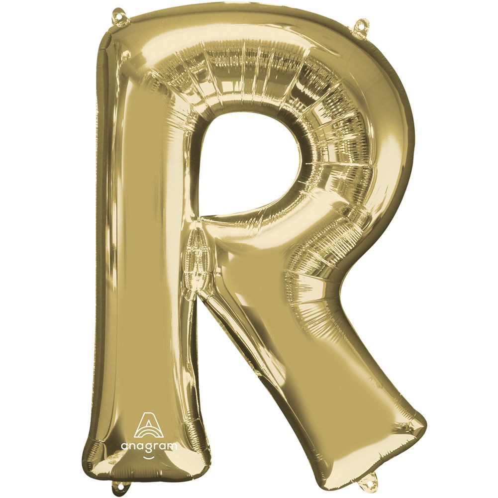 34" Letter R White Gold Foil Balloon (1ct)