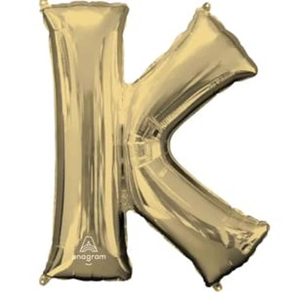 34" Letter K White Gold Foil Balloon (1ct)
