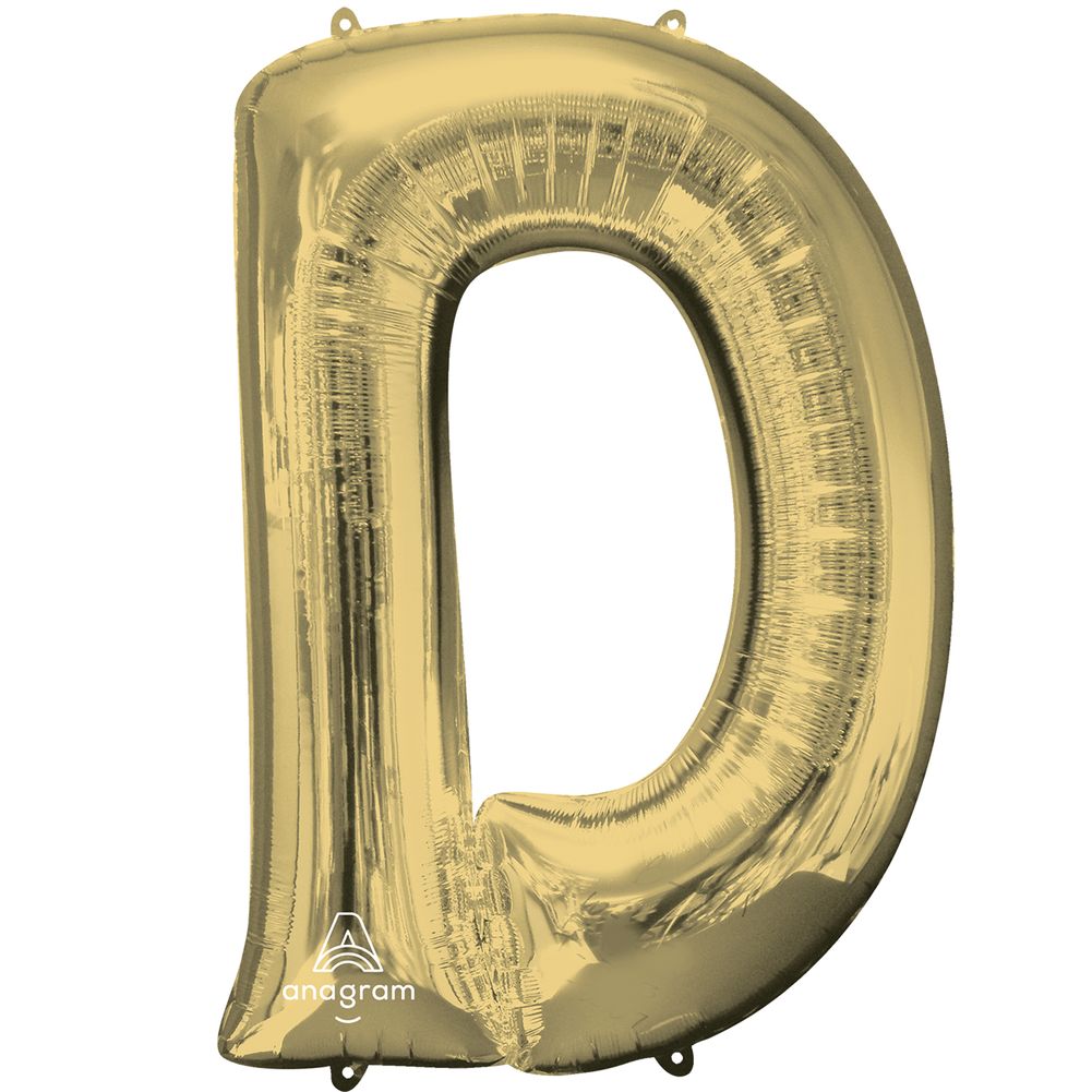 34" Letter D White Gold Foil Balloon (1ct)
