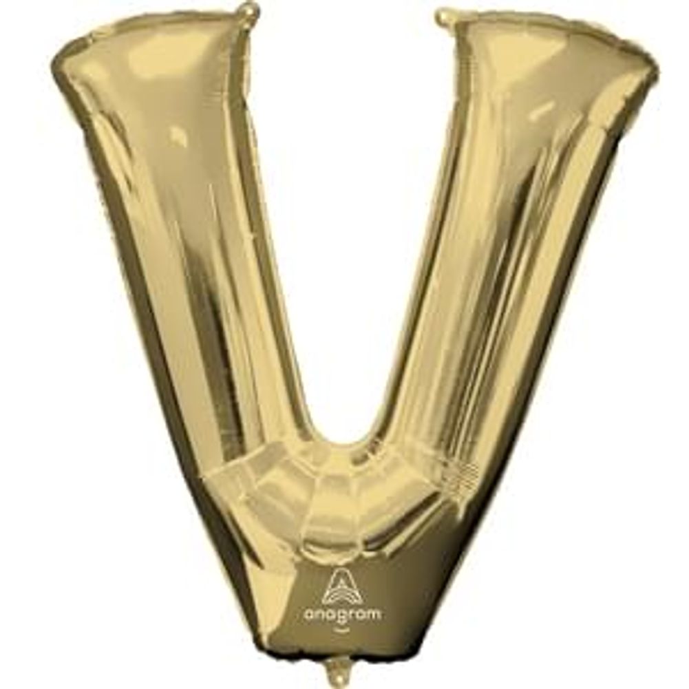 34" Letter V White Gold Foil Balloon (1ct)