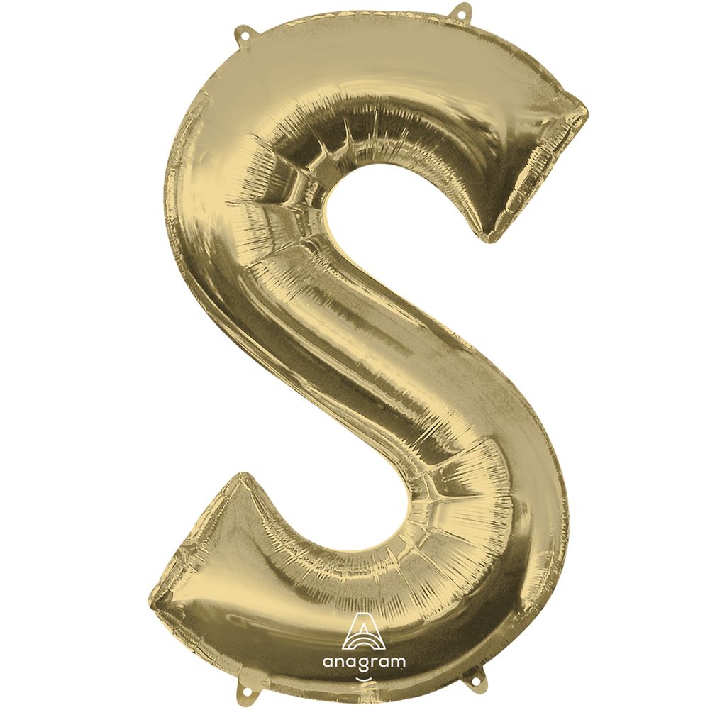 34" Letter S White Gold Foil Balloon (1ct)