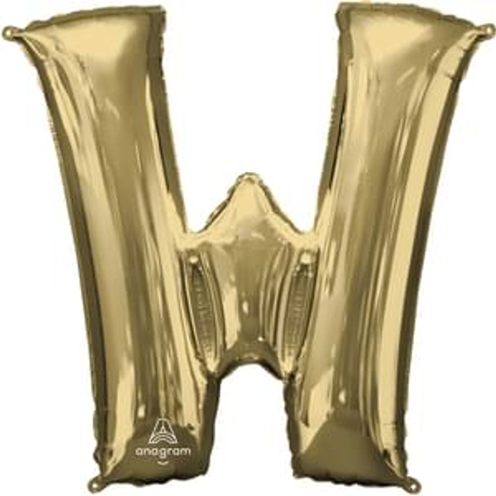 34" Letter W White Gold Foil Balloon (1ct)