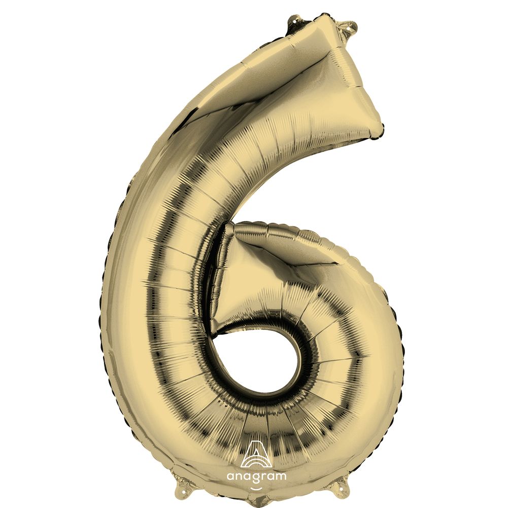 34" Number 6 White Gold Foil Balloon (1ct)