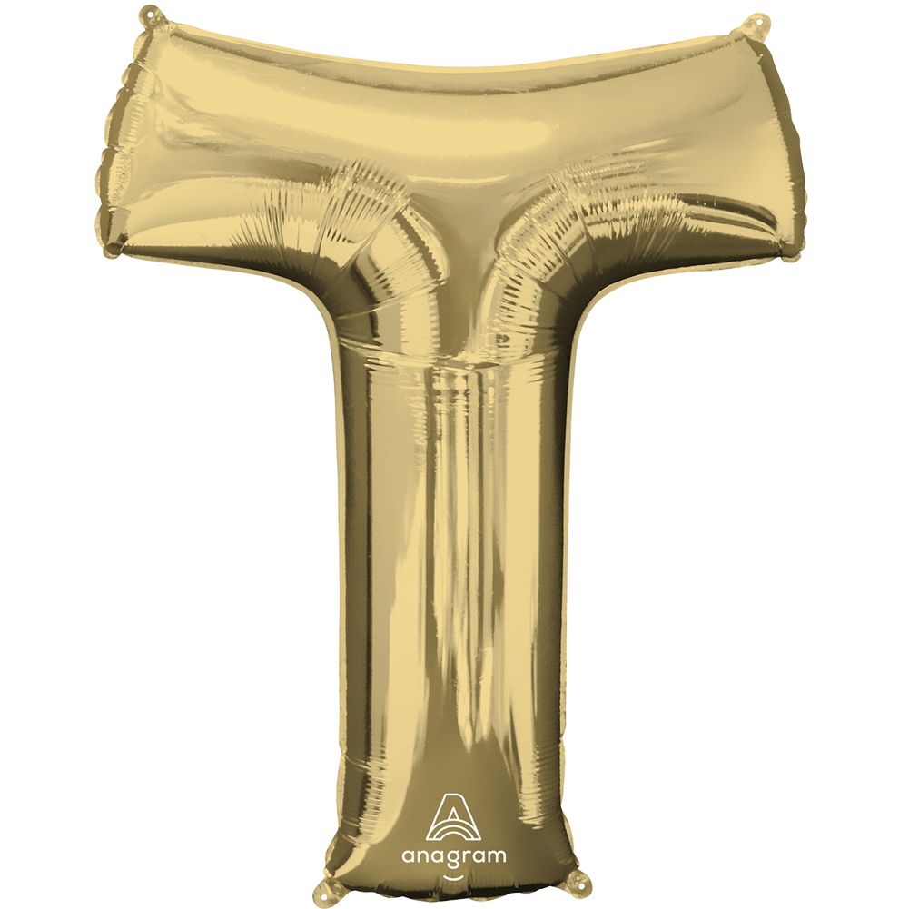 34" Letter T White Gold Foil Balloon (1ct)
