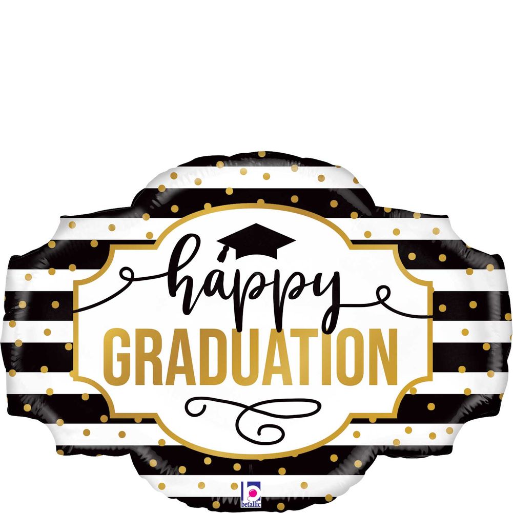 32" BLACK AND WHITE STRIPE GRADUATION SHAPE
