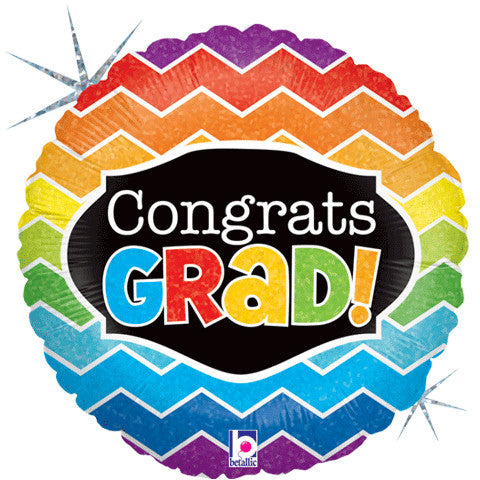 18" CONGRATS GRAD CHEVRON HOLOGRAPHIC