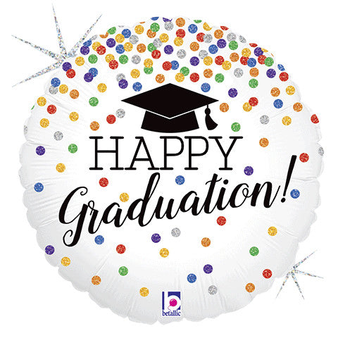 18" GLITTERING GRAD CONFETTI HOLOGRAPHIC