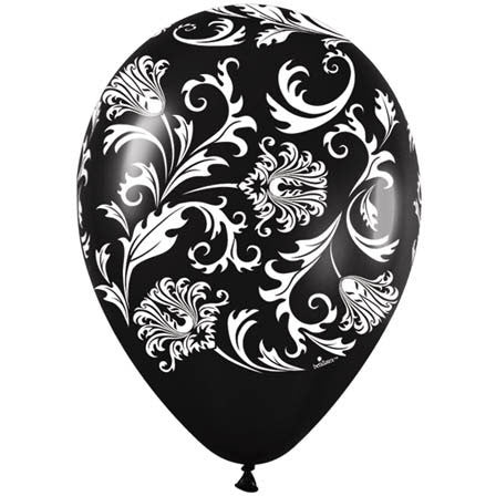 11" Damask Around Metallic Black (50/bag)