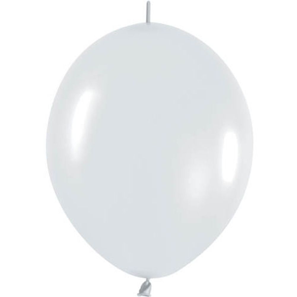 Sempertex 12" Fashion White Link-O-Loon Latex Balloons (50ct)