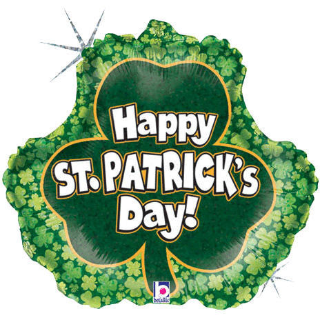 18" St. Patrick's Day Shamrock Holographic Foil Balloon