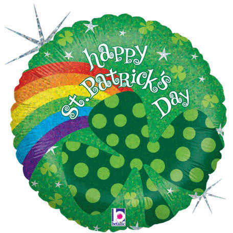 18" St. Patrick's Rainbow Holographic Foil Balloon