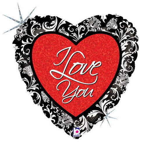 18" Love Damask Holographic Foil Balloon (1ct)