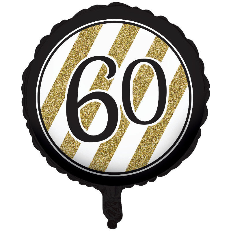 Black & Gold 60 18" Round Foil Balloon