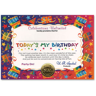 Today's My Birthday Certificate Greeting
