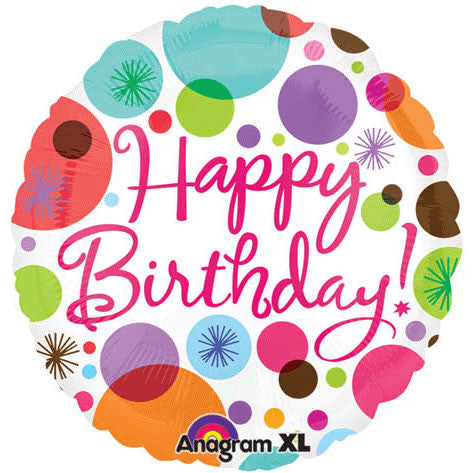 18" Birthday Polka Dots Flat