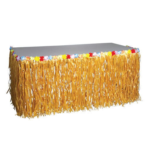 Natural Table Skirt with Flowers
