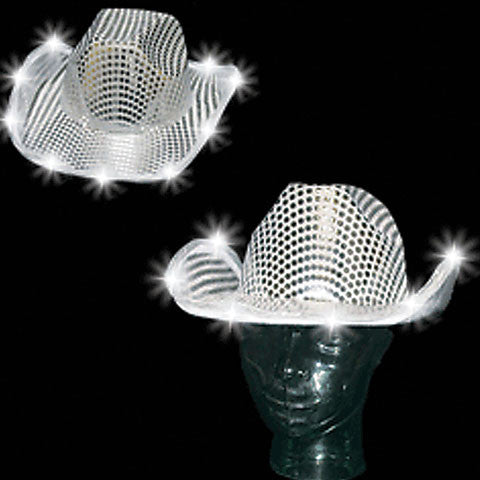 Silver Led Cowboy Hat