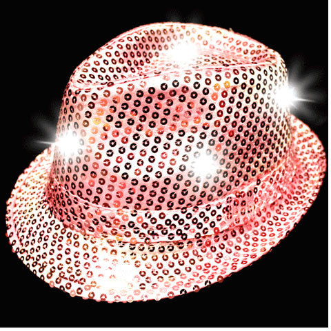 Pink Sequin Led Fedora