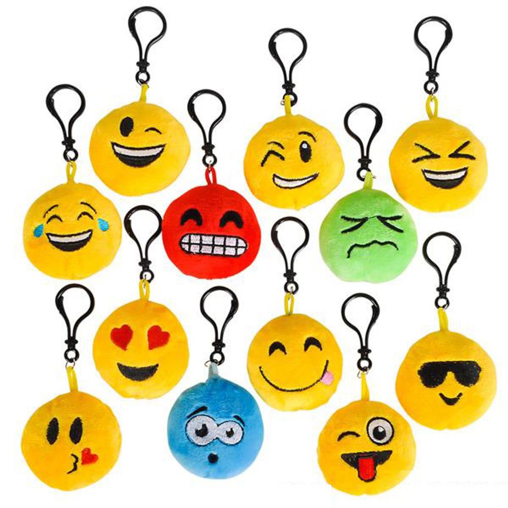 2.75" Plush Emoticon Backpack Clip (24 ct)