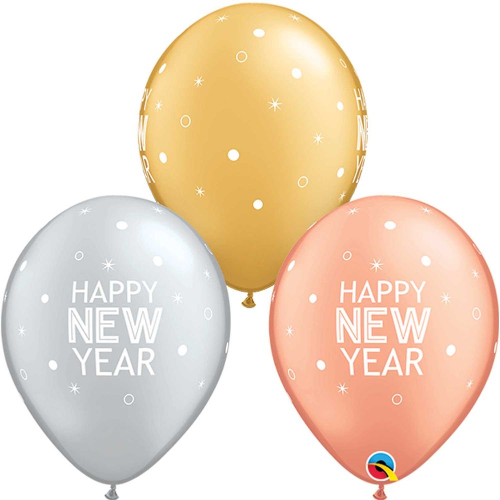 11" New Year Sparkles & Dots Latex Balloons (50ct)
